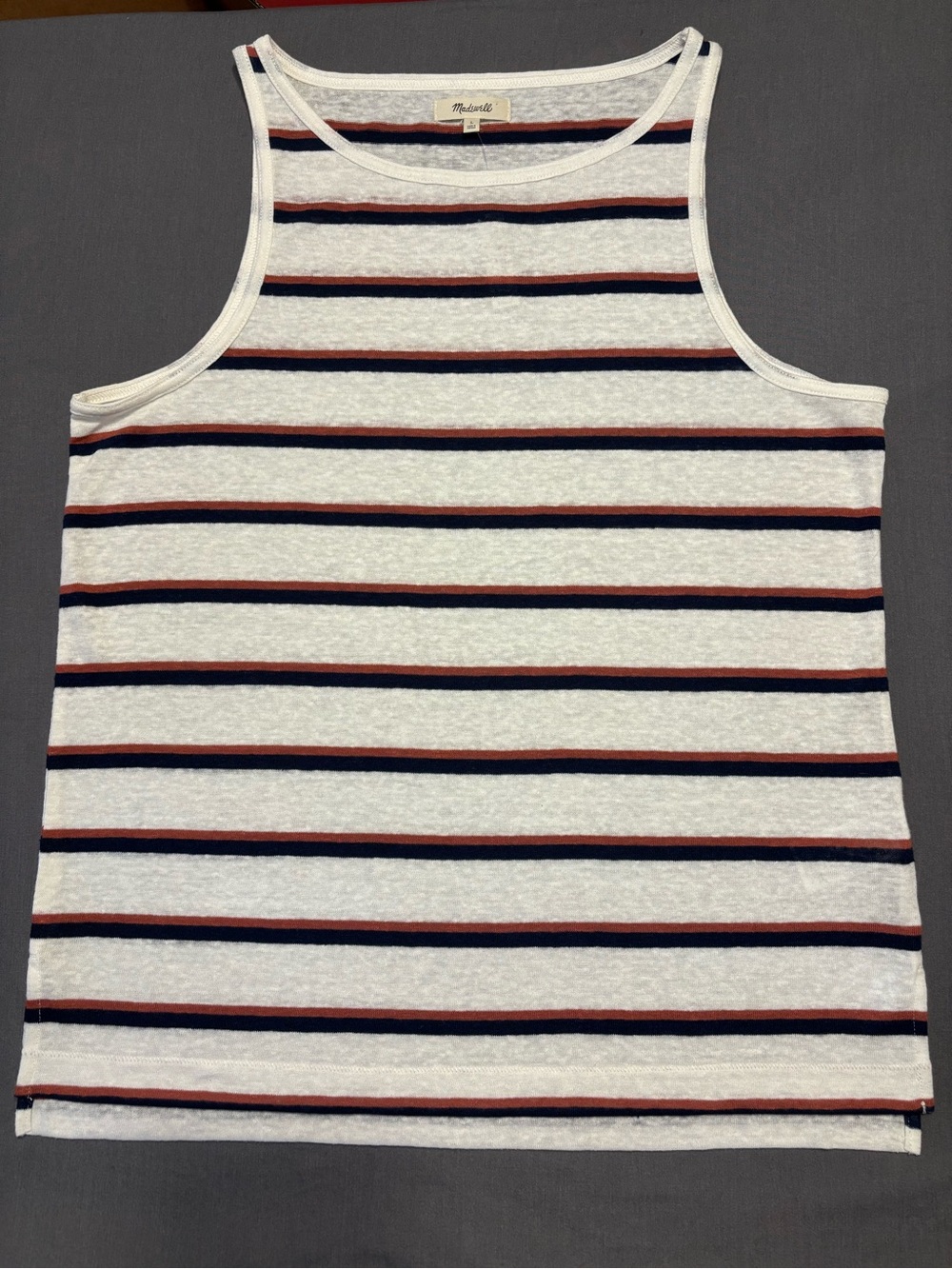 NWT Madewell Modern Linen Tank Top Lighthouse Stripe Size L